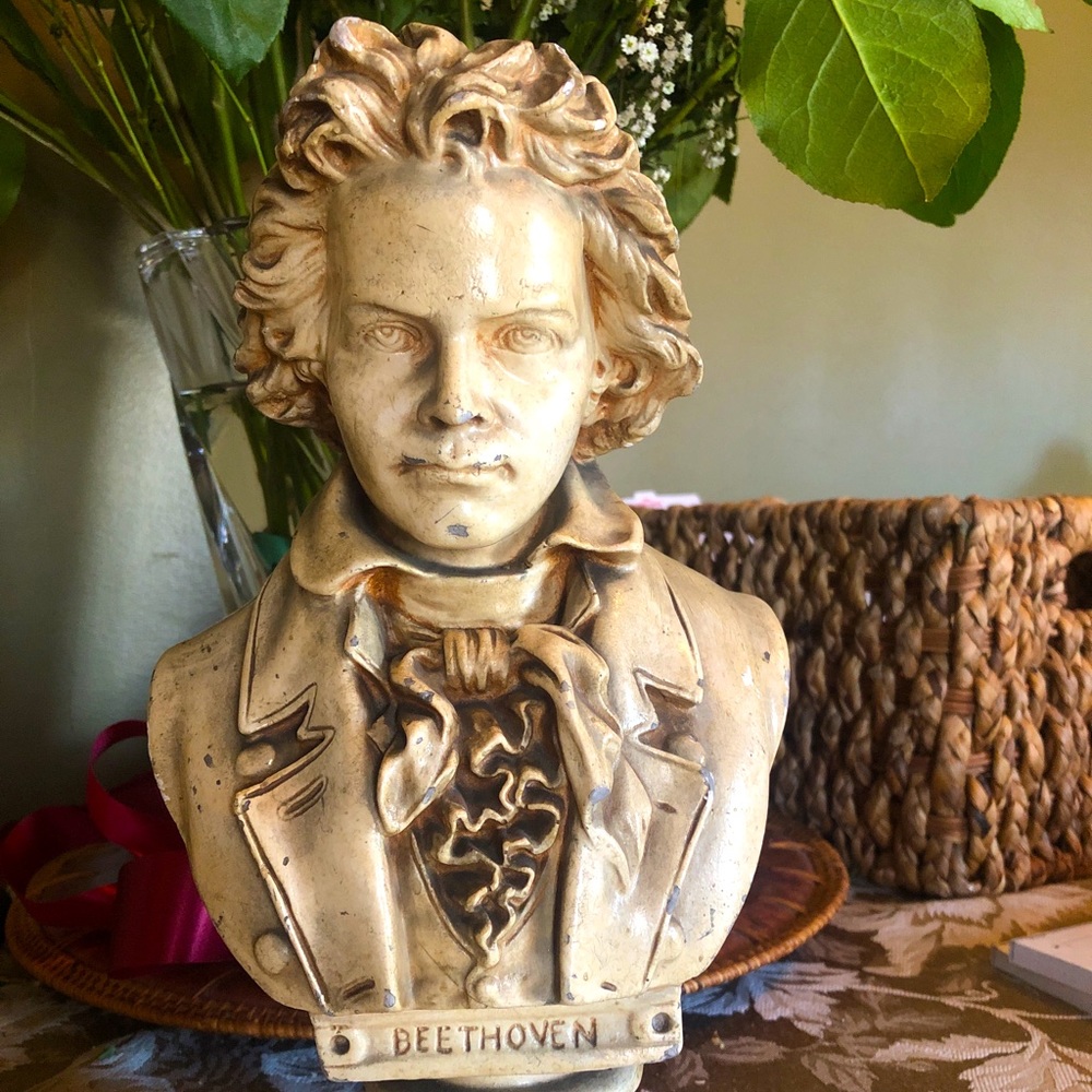 Ludwig Von Beethoven outstanding antique plaster bust 11” musical decor